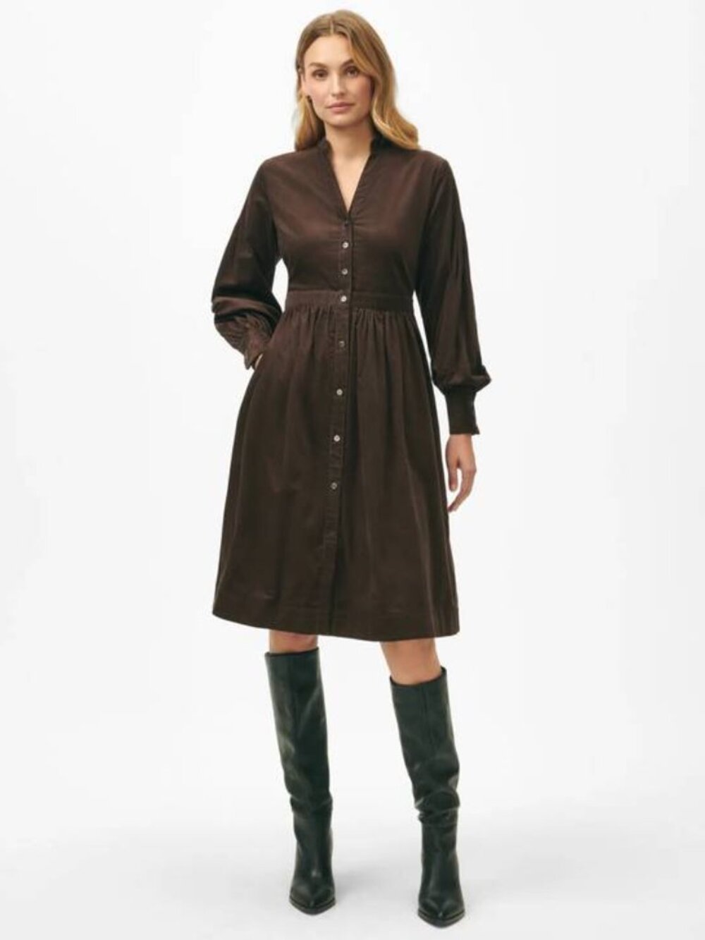 NEW BROOKS BROTHERS Womens Dress Size 16 A-Line Shirt Dress Corduroy Long Sleeve